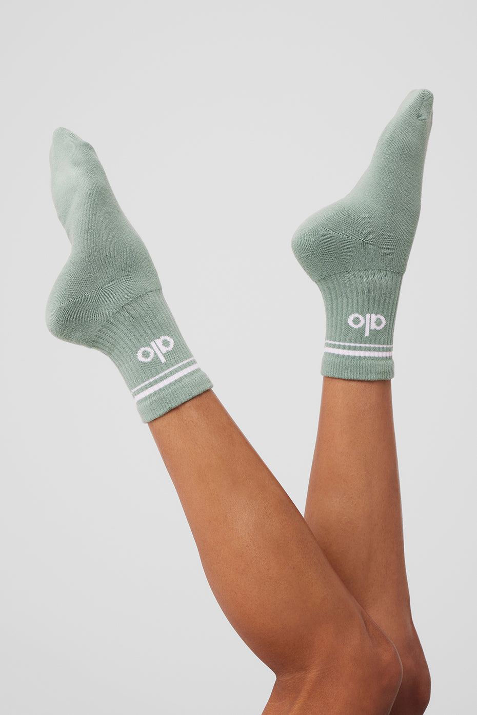 Unisex Half-Crew Throwback Sock - Icy Sage/White