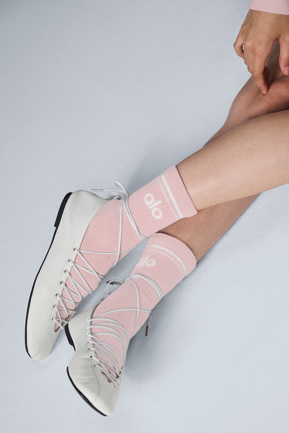 Unisex Half-Crew Throwback Sock - Ballet Pink/White