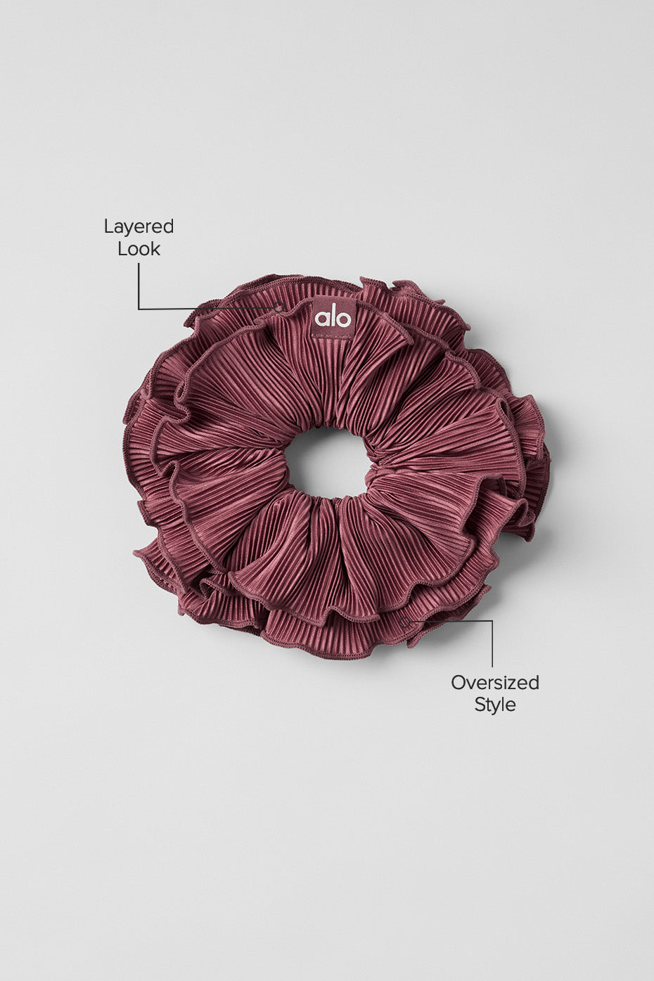 Micro Plisse Oversize Scrunchie - Burgundy Truffle