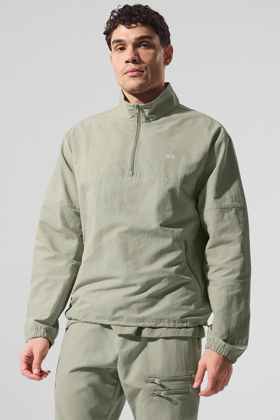 Light Weight Takeaway Track Pullover - Limestone