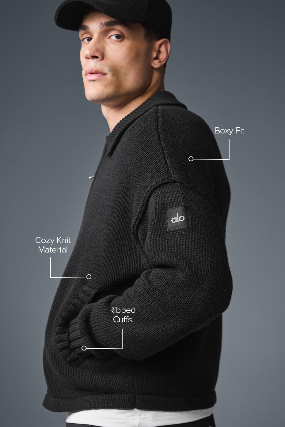 Heritage Full Zip Sweater - Black
