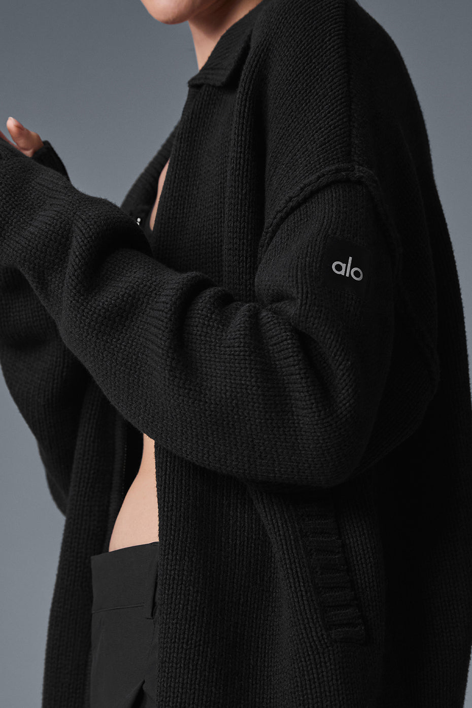 Heritage Full Zip Sweater - Black