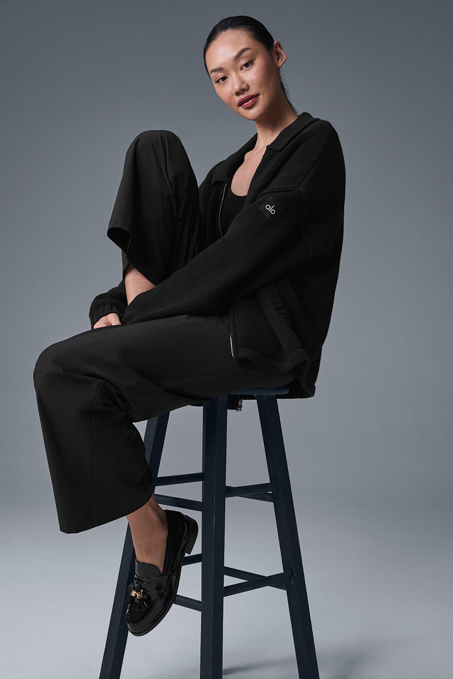 Heritage Full Zip Sweater - Black
