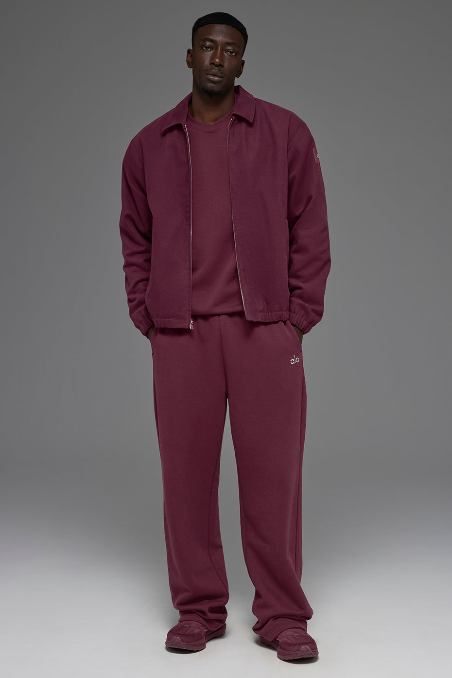 Cotton Canvas Coaches Jacket - Burgundy