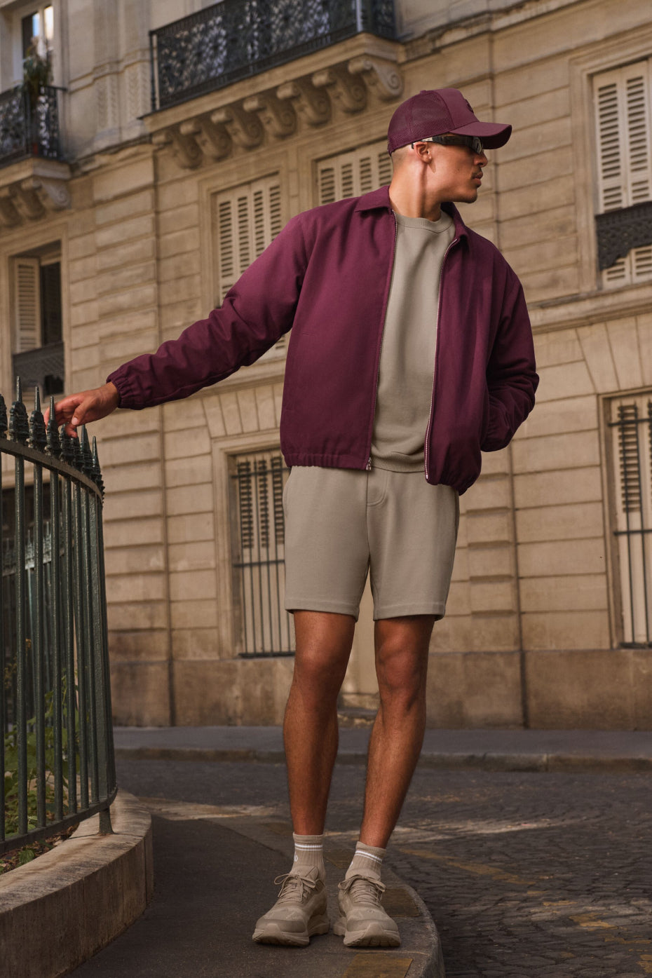 Cotton Canvas Coaches Jacket - Burgundy