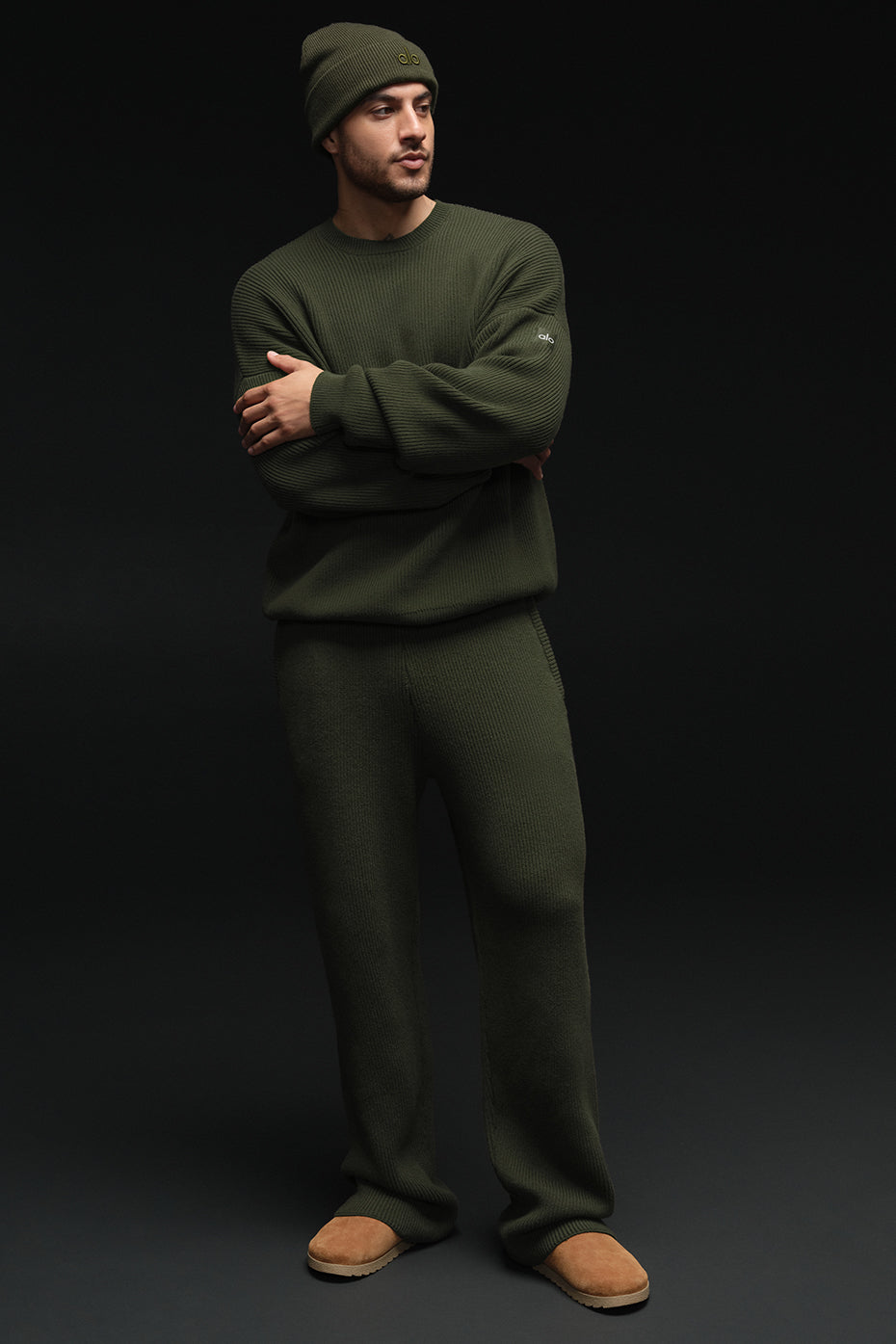 Domain Rib Knit Sweatpant - Green Olive