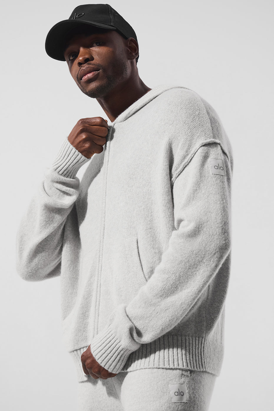 New Class Cashmere Full Zip Hoodie - Pearl Grey Heather
