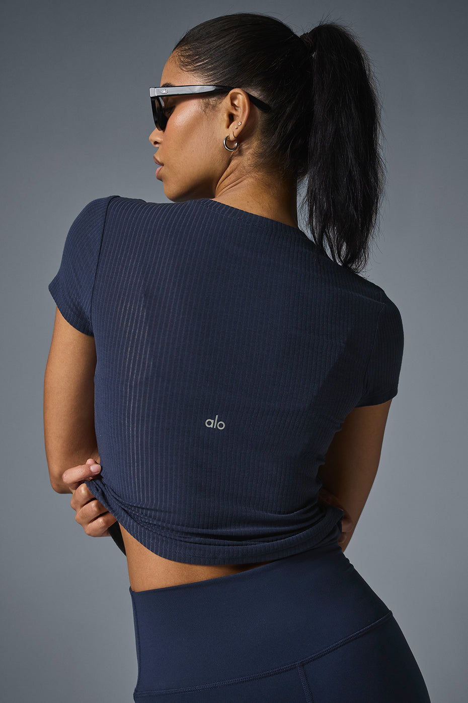 Ribbed Sea Coast Tee - Navy