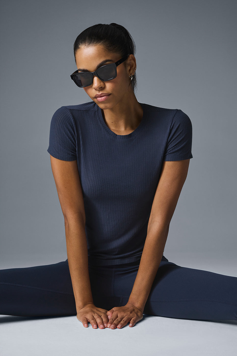 Ribbed Sea Coast Tee - Navy