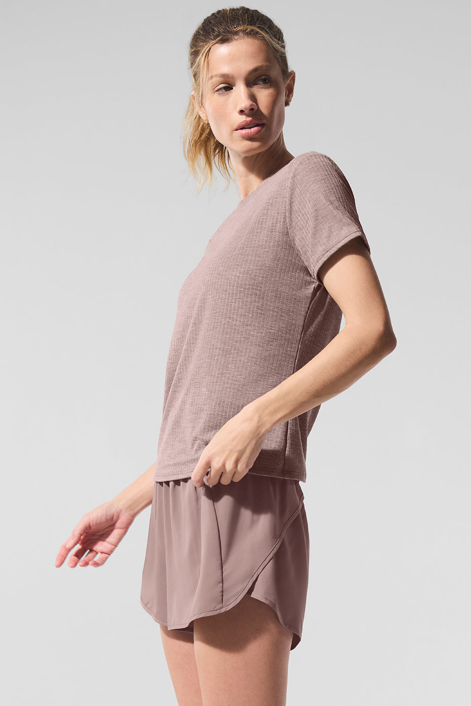 Ribbed Sea Coast Tee - Mushroom Heather