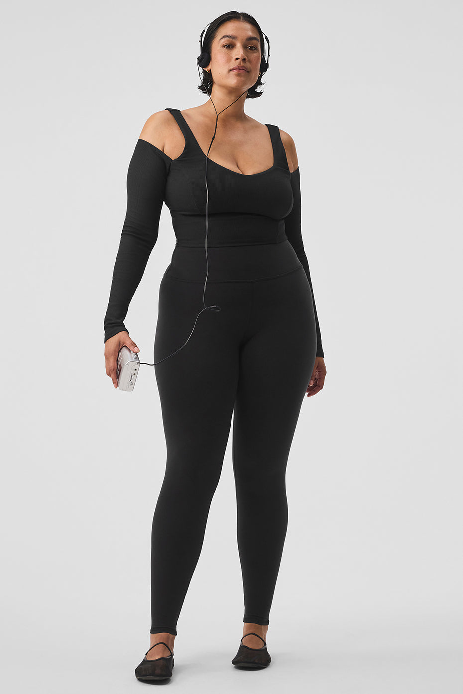 Ribbed Cropped Butterfly Long Sleeve - Black