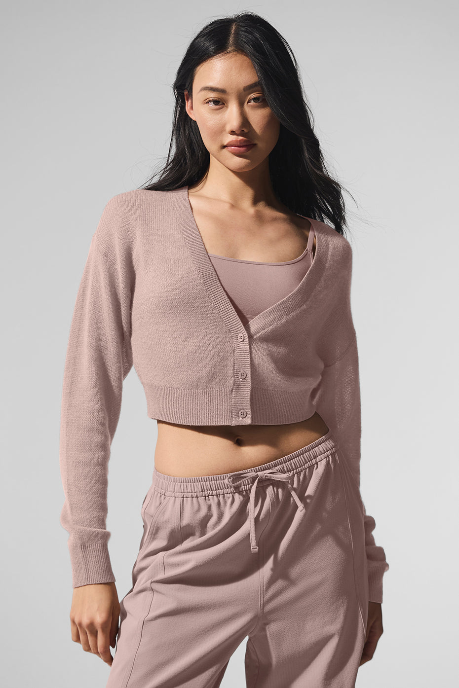 Sheer Cashmere Cropped Cardigan - Taupe