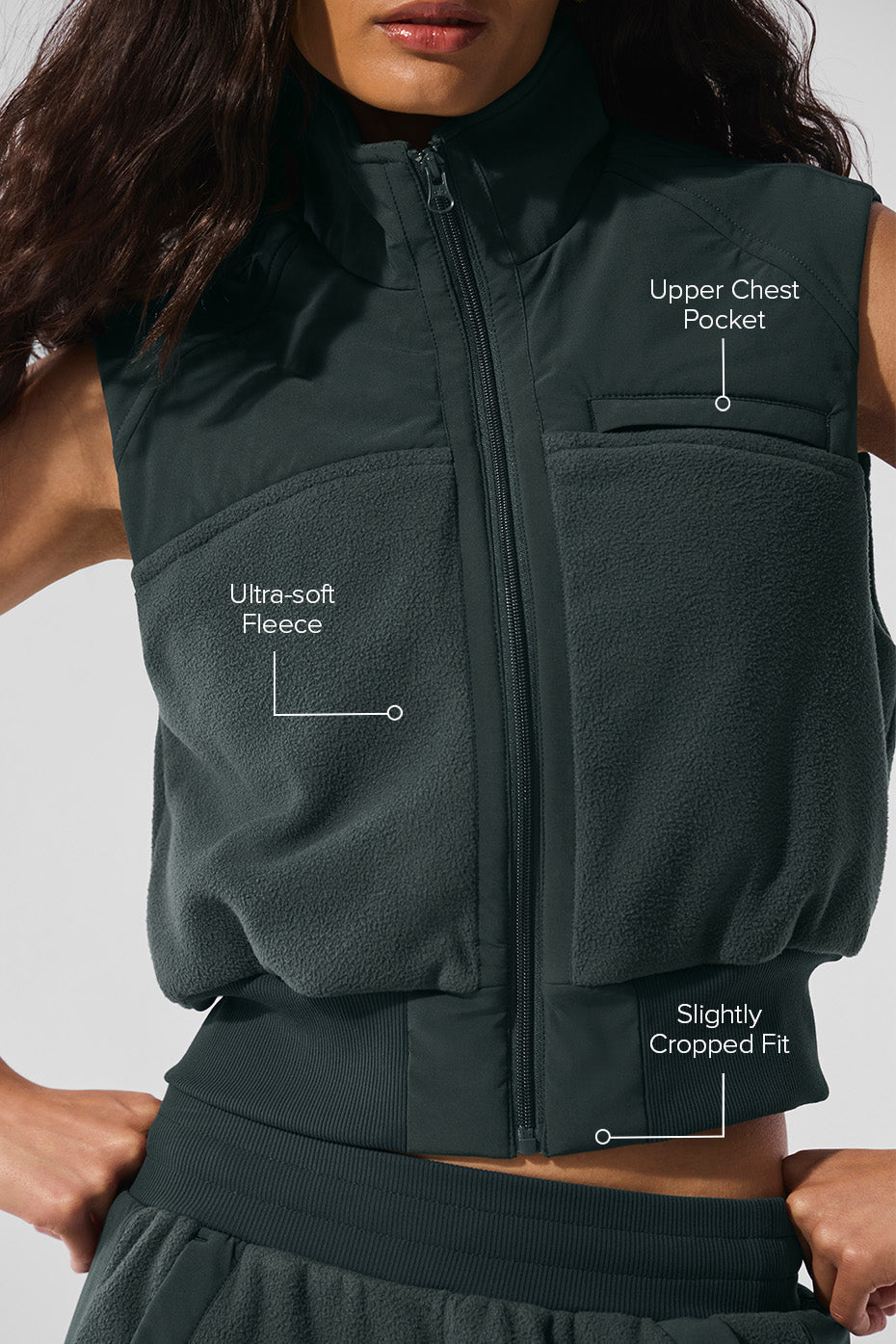 Polar Fleece Wintry Mix Vest - Charcoal Green