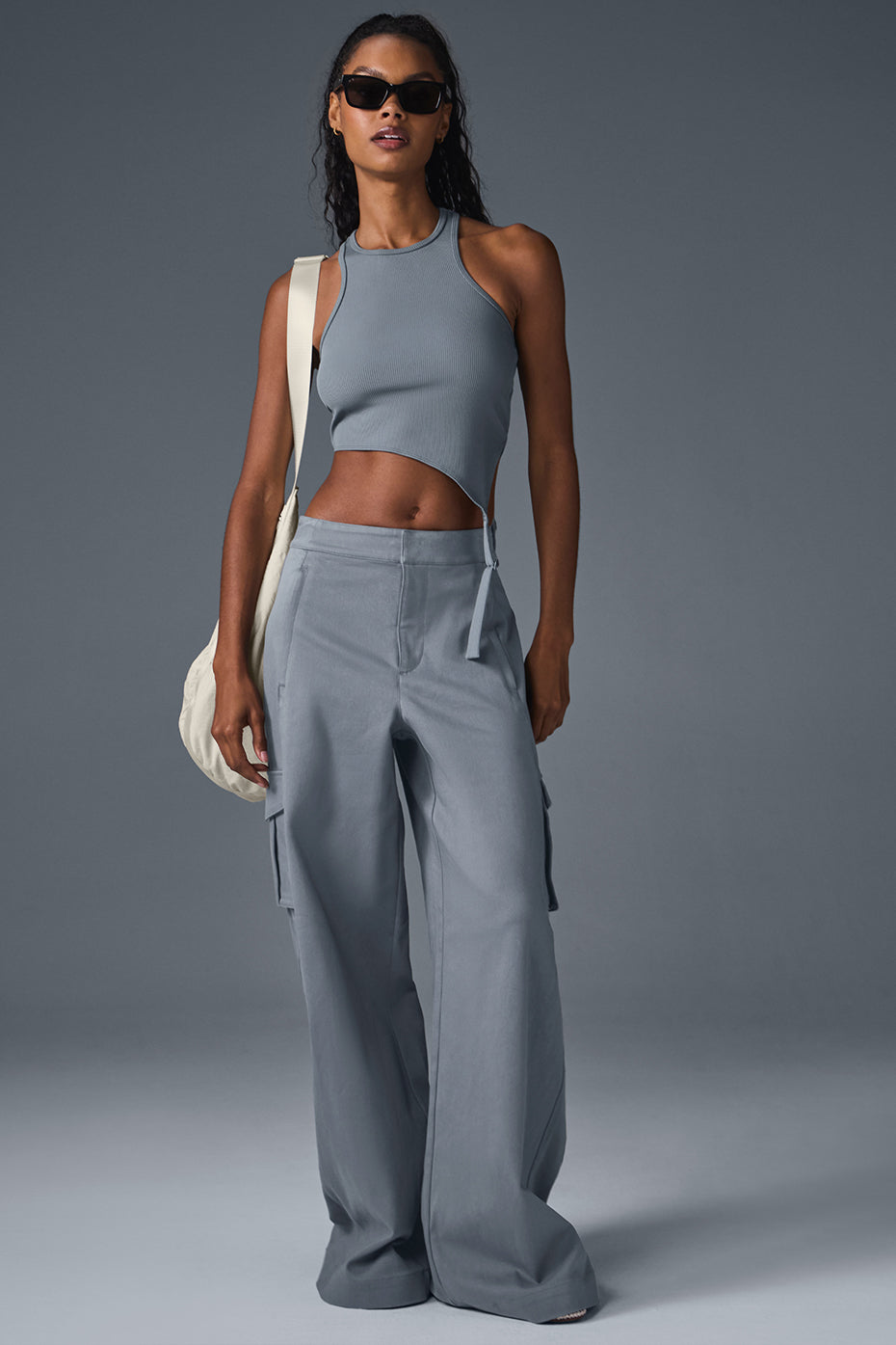 Show Off Cargo Wide Leg Trouser (Long) - Steel Grey