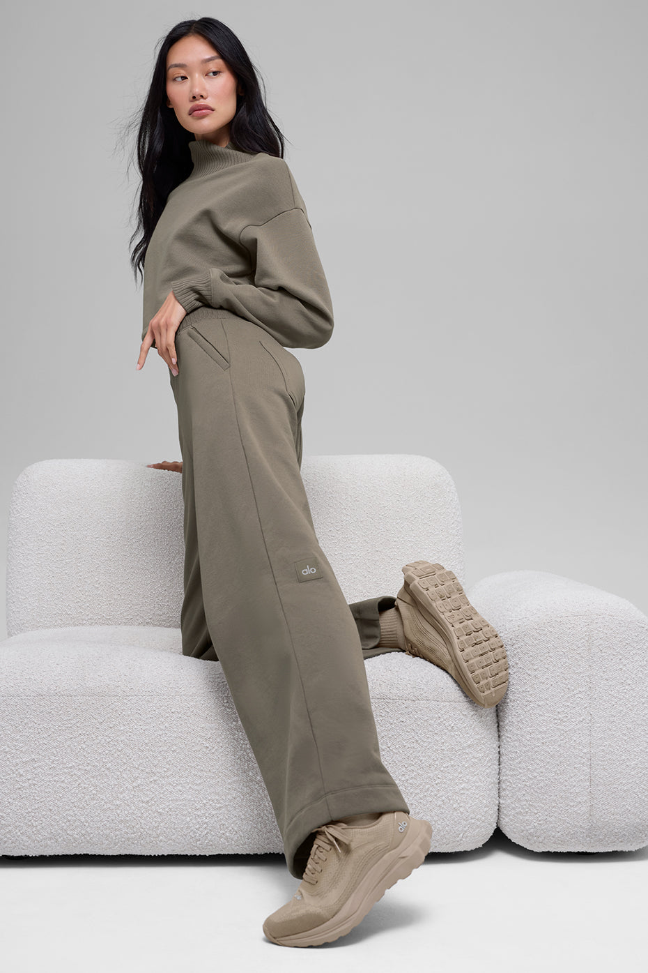 Serenity Wide Leg Sweatpant - Light Cocoa