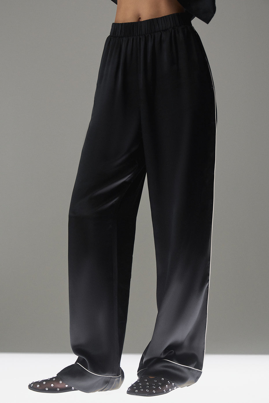 Courchevel Silk Pant - Black/Ivory