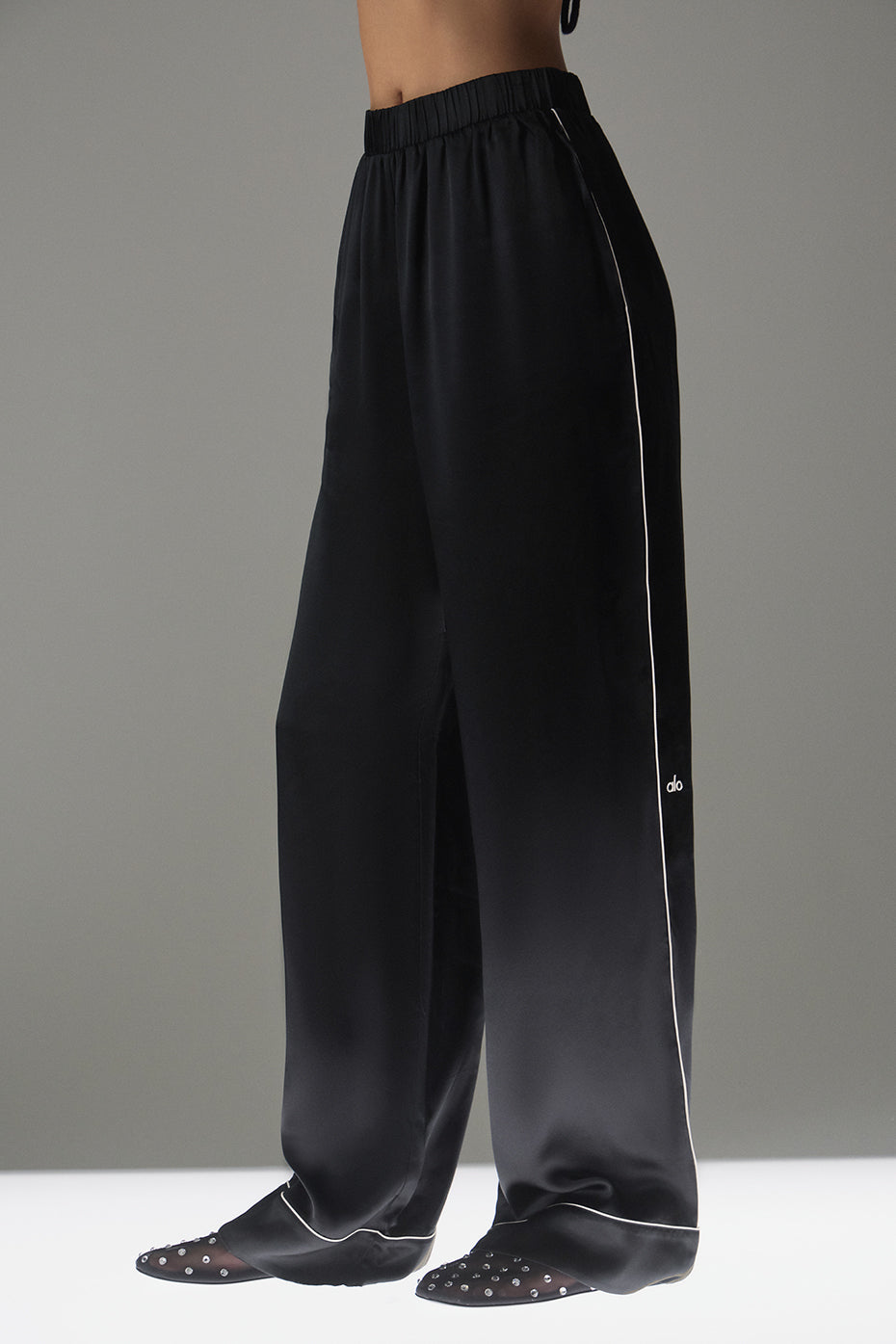 Courchevel Silk Pant - Black/Ivory