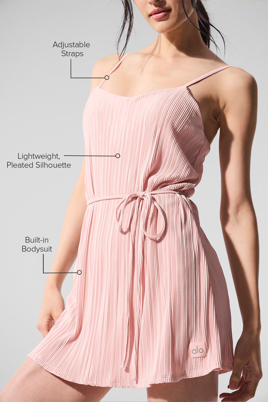 Micro Plisse Game On Tennis Dress - Pink Quartz